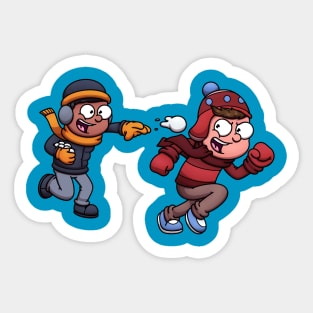 Kids Playing In The Snow Sticker